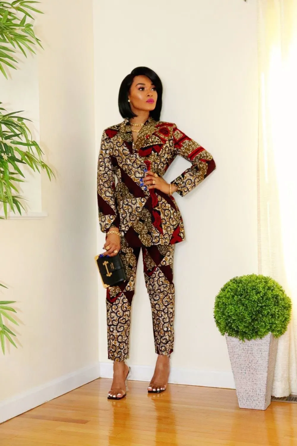 Yemme African Print Double Breasted Blazer