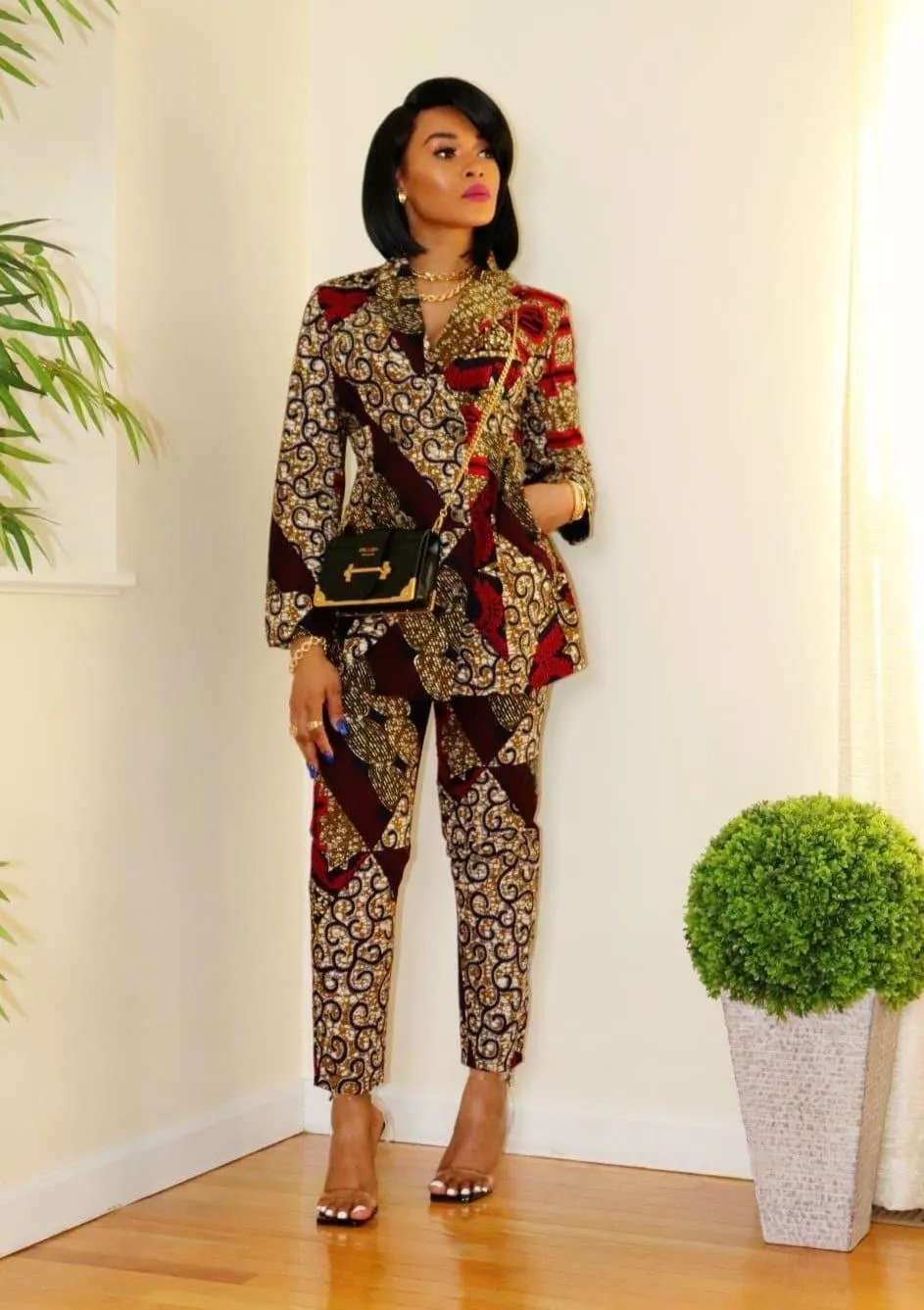 Yemme African Print Double Breasted Blazer