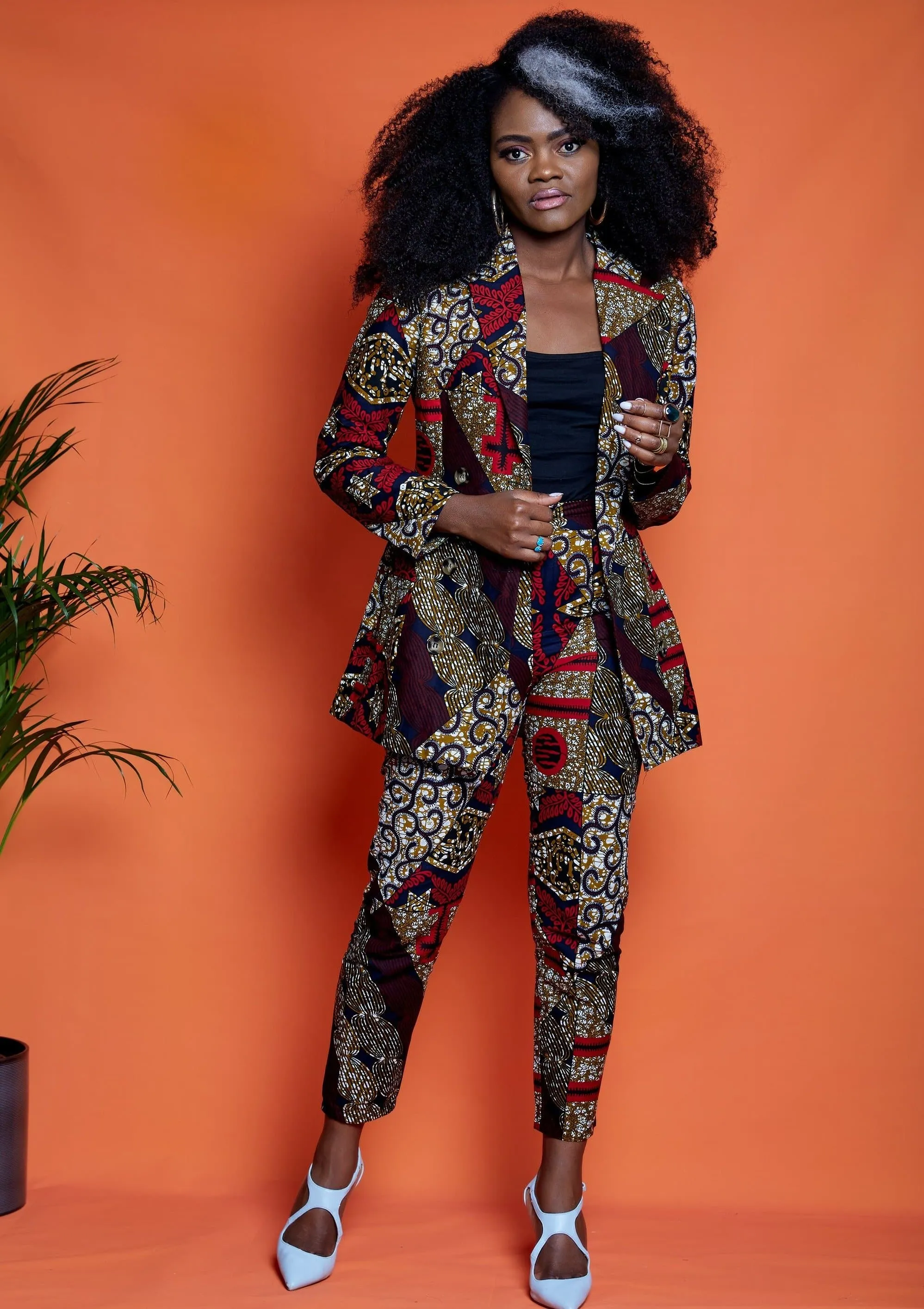 Yemme African Print Double Breasted Blazer