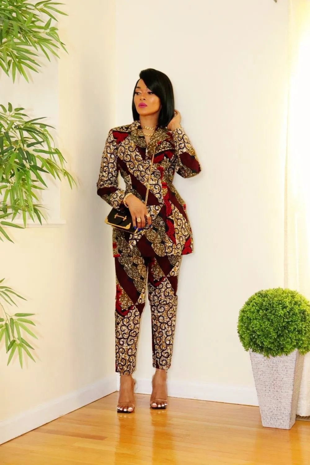 Yemme African Print Double Breasted Blazer